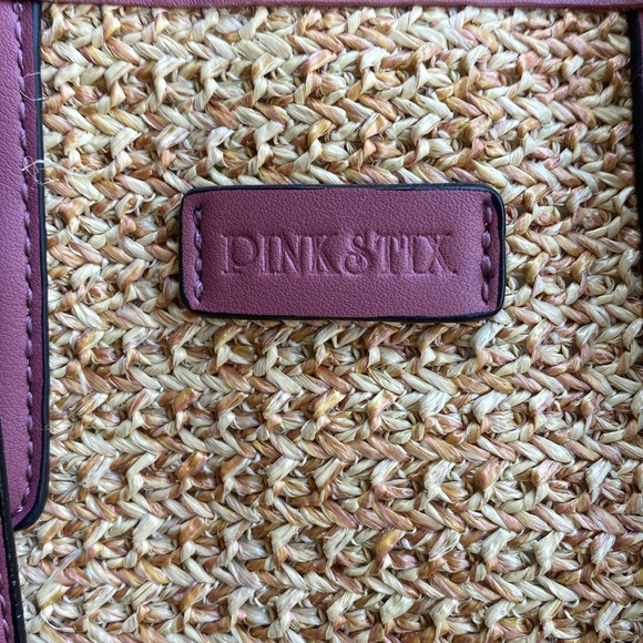 Straw Shoulder Bag Tote, Pink Stix - Picture 8 of 9